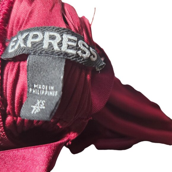 Sleeveless Red Burgundy V-Neck Dress With Shirred Waist & Side Ties By Express S - Picture 5 of 5